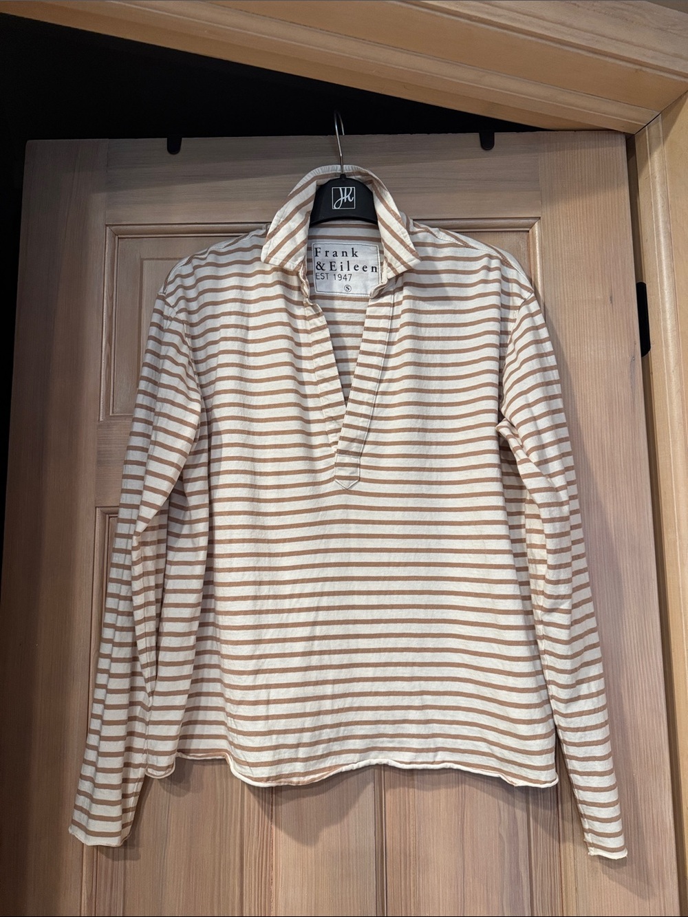 Frank & Eileen Cream and Tan Striped Popover